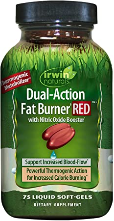 Irwin Naturals Dual Action Fat Burner RED with Nitric Oxide Booster - Healthy Weight Management & Diet Support - Boost Thermogenesis & Metabolism with L-Citrulline & Garcinia - 75 Liquid Softgels