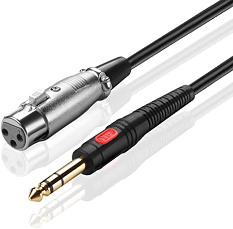 TNP Premium 3 Pin XLR Female to 6.3mm (1/4 Inch) TRS Stereo Jack Male M/F Balanced MIC Microphone Audio Interconnect Cable (10 FT), Gold Plated for Powered Speakers, Studio Sound Consoles