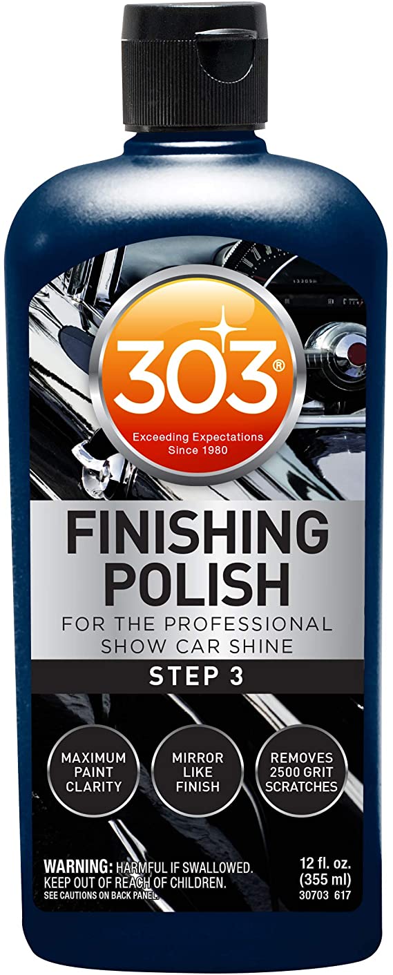 303 (30703) Products Automotive Finishing Polish for The Professional Show Car Shine - Maximum Paint Clarity - Mirror Like Finish - Removes 2500 Grit Scratches (Step 3), 12 fl oz