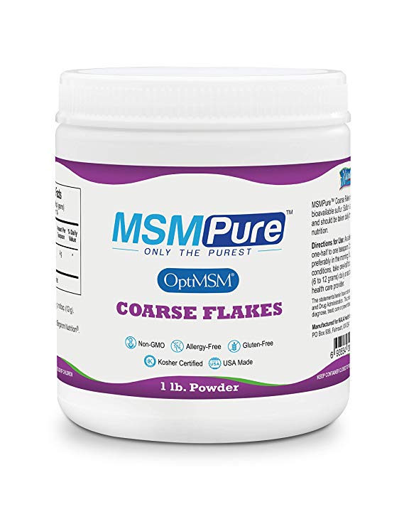 MSMPure Coarse Powder Flakes, Organic Sulfur Crystals, 99.9% Pure Distilled MSM, 453 Grams