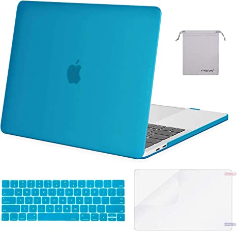 MOSISO Compatible with MacBook Pro 15 inch Case 2019 2018 2017 2016 Release A1990 A1707 with Touch Bar, Plastic Hard Shell Case & Keyboard Cover & Screen Protector & Storage Bag, Aqua Blue