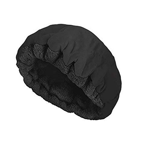 Deep Conditioning Thermal Heat Cap - Disposable Shower Caps, Curly Girl Method, Steaming Haircare Therapy, Oil Treatments, Hair Mask Therapy, Soft, Plush Cotton, Stretchy Nylon, Safe Microwave Cap