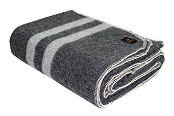Thick Alpaca Wool Blanket (Queen, Gray - Soft Gray Stripes)