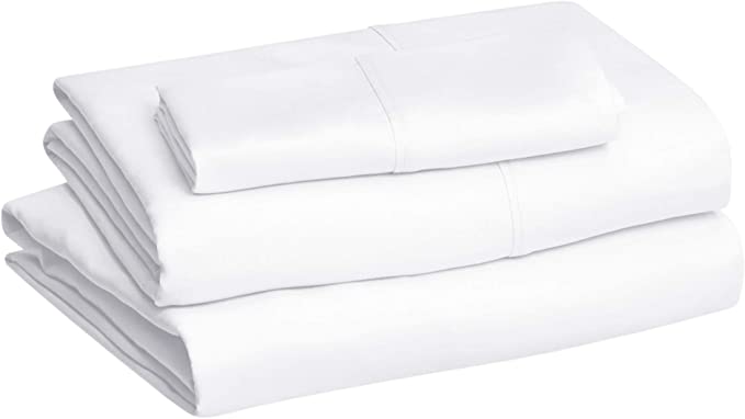 AmazonBasics Light-Weight Microfiber Sheet Set - Twin, Bright White