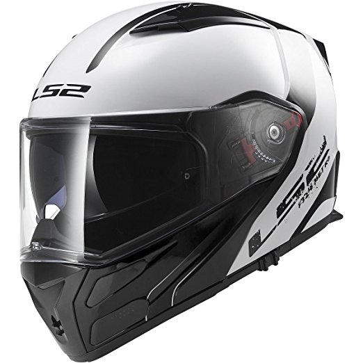 LS2 Helmets Metro Rapid Modular Motorcycle Helmet with Sunshield (White/Black, Large)