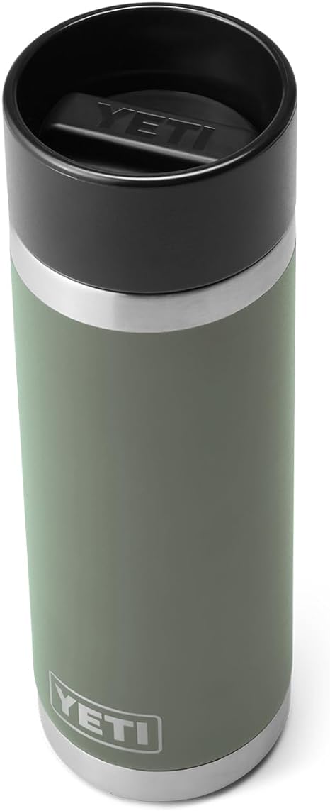 YETI Rambler 18 oz Bottle, Stainless Steel, Vacuum Insulated, with Hot Shot Cap, Camp Green