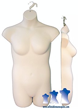 Female Plus Size 3/4 Form - Hard Plastic, Black, White or Fleshtone