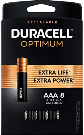 Duracell Optimum 1.5V Alkaline AAA Batteries, Convenient, Resealable Package, 8 Count