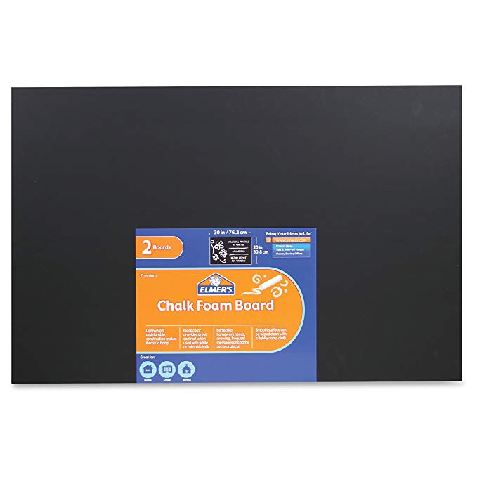 ELMERS X-Acto Chalk Foam Boards , 2030, Black, Pack of 2 (950189)