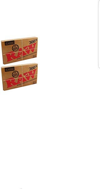 RAW 300's Classic Natural Unrefined Rolling Papers 300 Leaves Per Pack 1 1/4 Size (2 Packs)