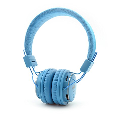 GranVela Q8 Lightweight Foldable Wireless Bluetooth On-Ear Headphones with Microphone, Micro SD Card Player, FM Radio and 3.5mm Detachable Cable Stereo Headset - Sku Blue