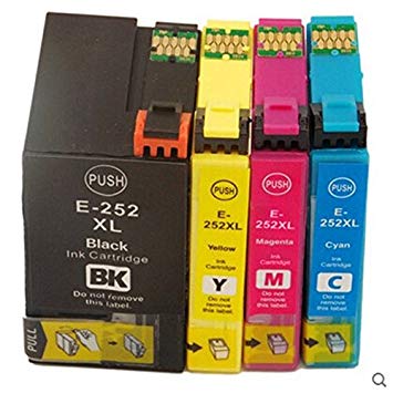 4 Pack - Toners & More ® Remanufactured Inkjet Cartridge Set for Epson T252XL 252XL 252 T252, T252XL120 Black, T252XL220 Cyan, T252XL320 Magenta, T252XL420 Yellow, Compatible with Epson WorkForce WF-3620 WorkForce WF-3640 WorkForce WF-7110 WorkForce WF-7610 WorkForce WF-7620