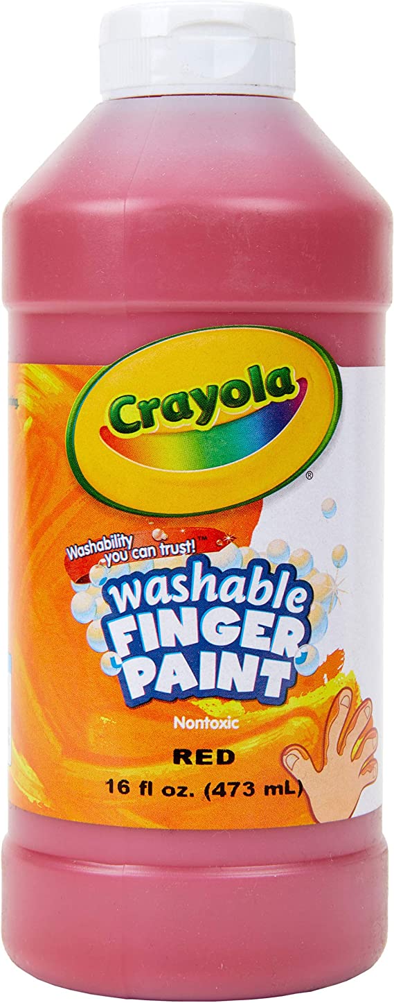 Crayola Washable Finger Paint, Red, 16 Ounce, School Painting Supplies, Gifts for Kids, 3, 4, 5, 6