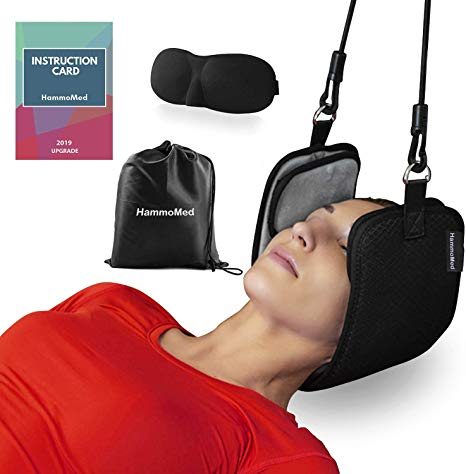 Hammock for Neck, Neck Support, Neck Traction, Portable Cervical Traction Device for Neck and Shoulder Pain, Neck Relief Massager Neck Physical Therapy, Fitness Yoga Travel, Gray (with Eye Mask)