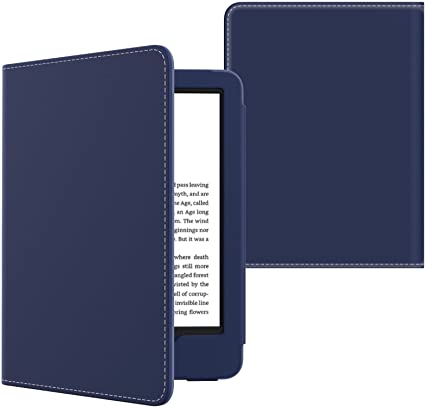 MoKo Case Fits All-New 6" Kindle (11th Generation, 2022 Release)/ Kindle (10th Gen,2019)/Kindle (8th Gen, 2016), Ultra Lightweight PU Shell Cover with Auto Wake/Sleep for Kindle 2022, Dark Blue