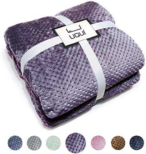 U UQUI Lavender Flannel Fleece Luxury Blanket Purple Twin Size Lightweight Cozy Plush Microfiber Solid Blanket 59 by 78inches