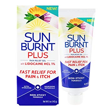 SunBurnt PLUS Pain Relief Gel for After Sun, 5 oz - Non-sticky Pain Relief with Lidocaine, Aloe, Calendula