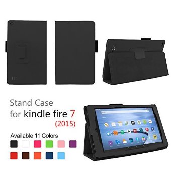 Elsse for Fire 7 2015 - Folio Case with Stand for Kindle Fire 7 5th Generation Sept 2015 Model - Black