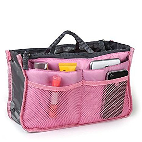 Go Beyond (TM) Travel Insert Organizer Compartment Bag Handbag Purse Large Liner Insert-Organizer Tote Bag (Pink)