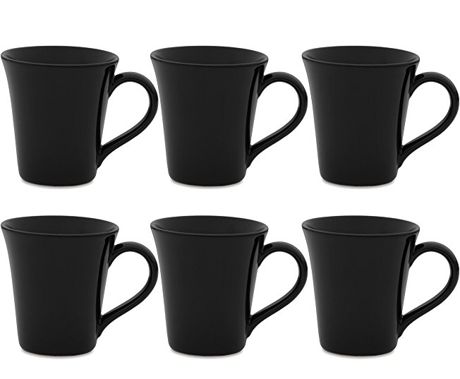 Oxford Daily Tulip Mugs- Set of 6 (Black)
