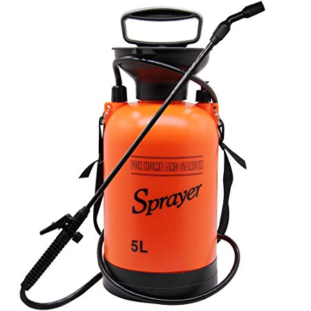 YOFIT Pump Pressure Sprayer for Garden & Lawn, Portable Lawn Sprayer with Shoulder Strap (5 Liter, 170 oz, 1.3 Gallon)