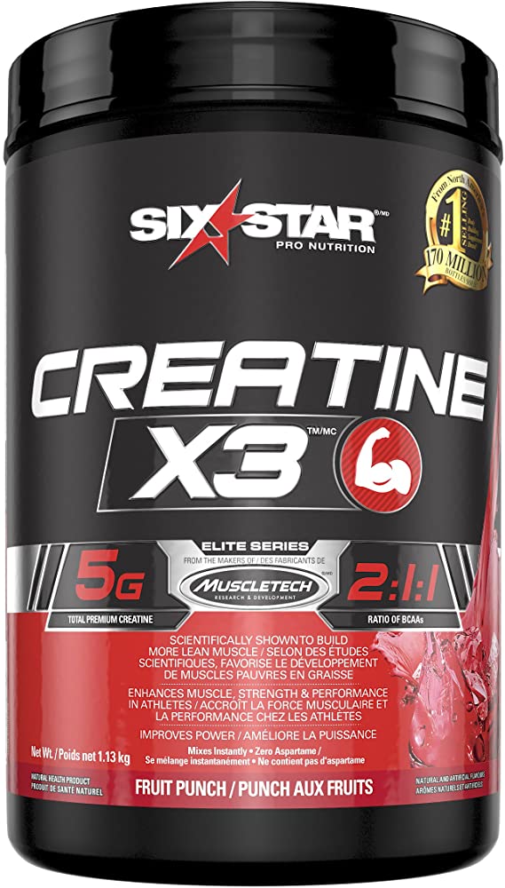 Six Star Creatine X3, Creatine Supplement, Fruit Punch, 1.13kg