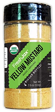 FreshJax Premium Organic Spices, Herbs, Seasonings, and Salts (Certified Organic Yellow Mustard Powder - Large Bottle)