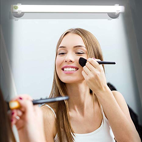 Cordless LED Mirror Lights, Portable Vanity Lights | Simulated Daylight | 4 Brightness Level Touch Control | Rechargeable, Makeup Lights Includes Makeup Brushes