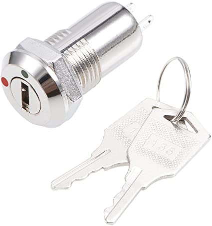 uxcell 12mm 2 Positions on OFF Electric Keylock Push Button Switch