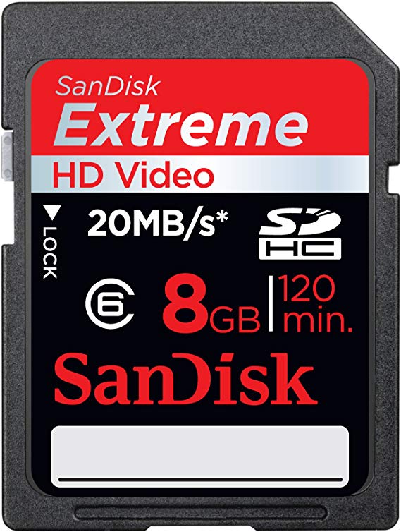 Sandisk 8GB EXTREME SDHC HD Video Card Class 6 - 20MB/s (SDSDRX3-8192) [Hassle-Free Packaging]