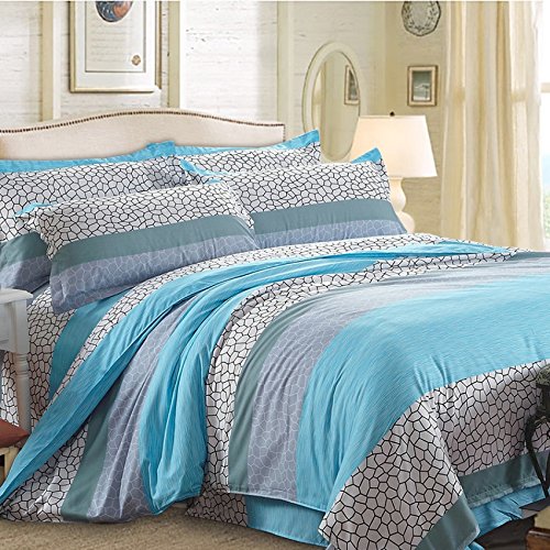 Cotton Blend Well Designed Print Pattern Duvet Cover Sets with Pillow Shams Full Queen Size