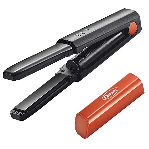 Deogra Cordless Mini Hair Straightener USB Rechargeable Flat Iron Ceramic Tourmaline Straightening Iron with 3D Floating Plates Portable for Travel Incl Heat-resistant Storage Pouch Red