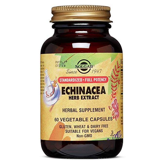 Solgar - Standardized Full Potency Echinacea Herb Extract, 60 Vegetable Capsules