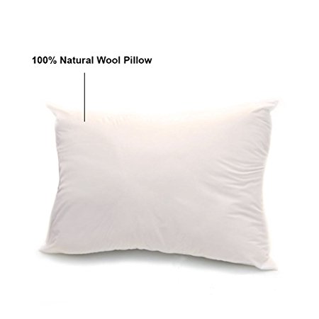 100% Organic Cotton Covered Wool Filled Pillow Queen