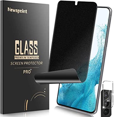 [1 1 Pack] Newspoint Matte Privacy Screen Protector for Samsung Galaxy S22 Plus 5G, 1 Pack Anti-Spy Flexible TPU Film with 1 Pack Tempered Glass Camera Lens Protector, Anti-Scratch, Touch Sensitive