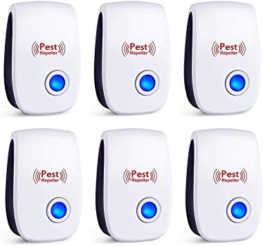 Ultrasonic Pest Repeller 6 Pack Indoor Pest Control Electronic Plug in, Electronic Indoor Insect Control Plug in for Spiders, Mosquitoes, Mice, Cockroaches, Rats, Bugs, Ants