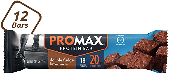 Promax 20g High Protein No Artificial Ingredients Gluten Free 12 Count, Double Fudge Brownie, 31.68 Ounce