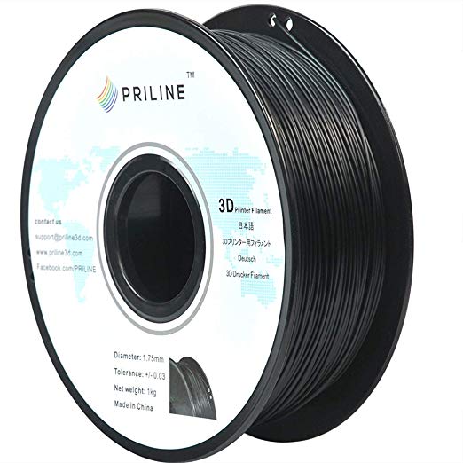 PRILINE PLA-1KG 1.75 3D Printer Filament, Dimensional Accuracy  /- 0.03 mm, 1kg Spool, 1.75 mm, Black