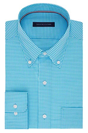 Tommy Hilfiger Men's Non Iron Regular Fit Gingham Buttondown Collar Dress Shirt