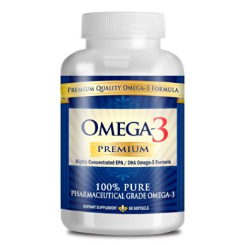 Omega-3 Premium: Pharmaceutical Grade Omega3 Fish Oil - 800mg EPA & 600mg DHA - No Aftertaste - 60 Capsules - 1 Month Supply - The #1 Health Supplement