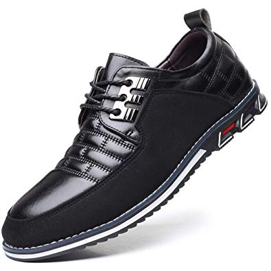 COSIDRAM Men Casual Shoes Luxury Comfortable Loafers Driving Flats Sneakers Shoes for Male Fashion Black Brown Leather Lace-up Business Work Office Dress