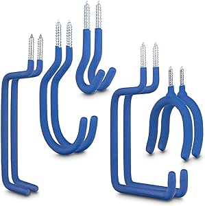 Goodyear Garage Storage Hooks Set - 10 Piece Heavy Duty Multipurpose Anti Slip Garage Hangers Steel Wall Hooks (BLUE)