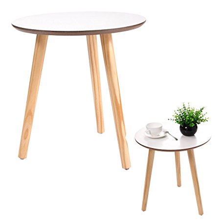 JAXPETY Three Legged Bamboo End Table Modern Round Coffee Table Environmentally Friendly Side Table for Magazines, Books & Plants