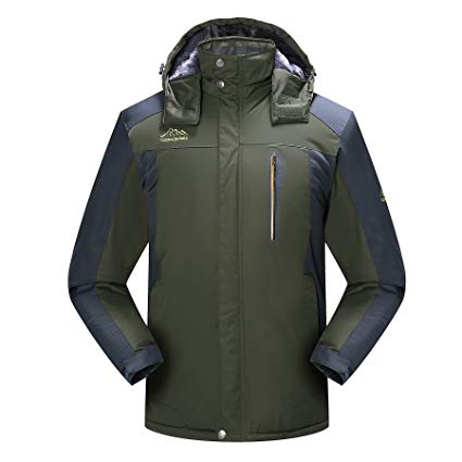 Spmor Men's Ski Jacket Waterproof Windproof Mountain Winter Coat Rain Hooded Coat