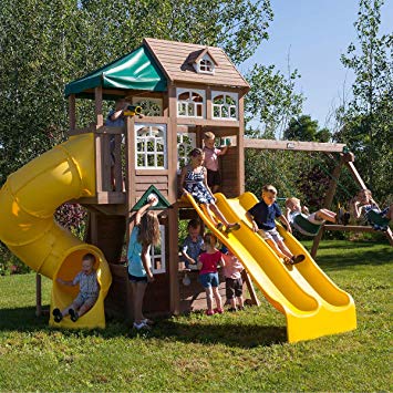 Cedar Summit Lookout Lodge 3 Slide Cedar Playset (assembly required)