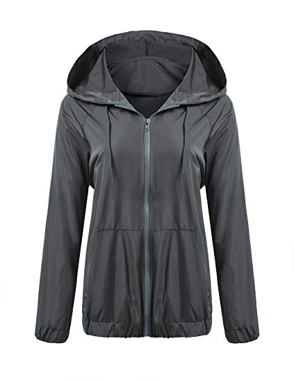 Beyove Women's Lightweight Rain Jacket Active Outdoor Waterproof Packable Hooded Raincoat