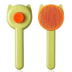 Cat Brush, Dog Brush, Cat Comb with Handle for Long Hair and Short Hair, Pet Hair Cleaning with One Click, Pet Hair Cleaning Brush