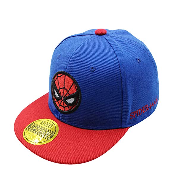 Diluma Kids Spider Man Cartoon Falt Hat Snapback Baseball Cap (Blue)