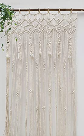 RISEON Large 37" W x 82" L Handmade Macrame Wedding Backdrop, Macrame Wedding Arch Arbor, Macrame Wall Hanging,Macrame Door Hanging,Room Divider,Macrame Curtains,Window Curtain Boho Wall Art