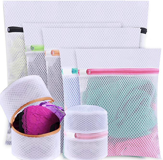 BAGAIL Set of 7 Mesh Laundry Bags for Sweater,Blouse,Hosiery,Bras,etc. Premium Wash Laundry Bags for Travel Storage Organization(7 Set)